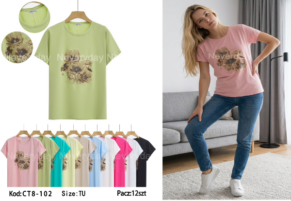 Bluzki damskie Roz Standard, Mix Kolor Paczka 12 szt